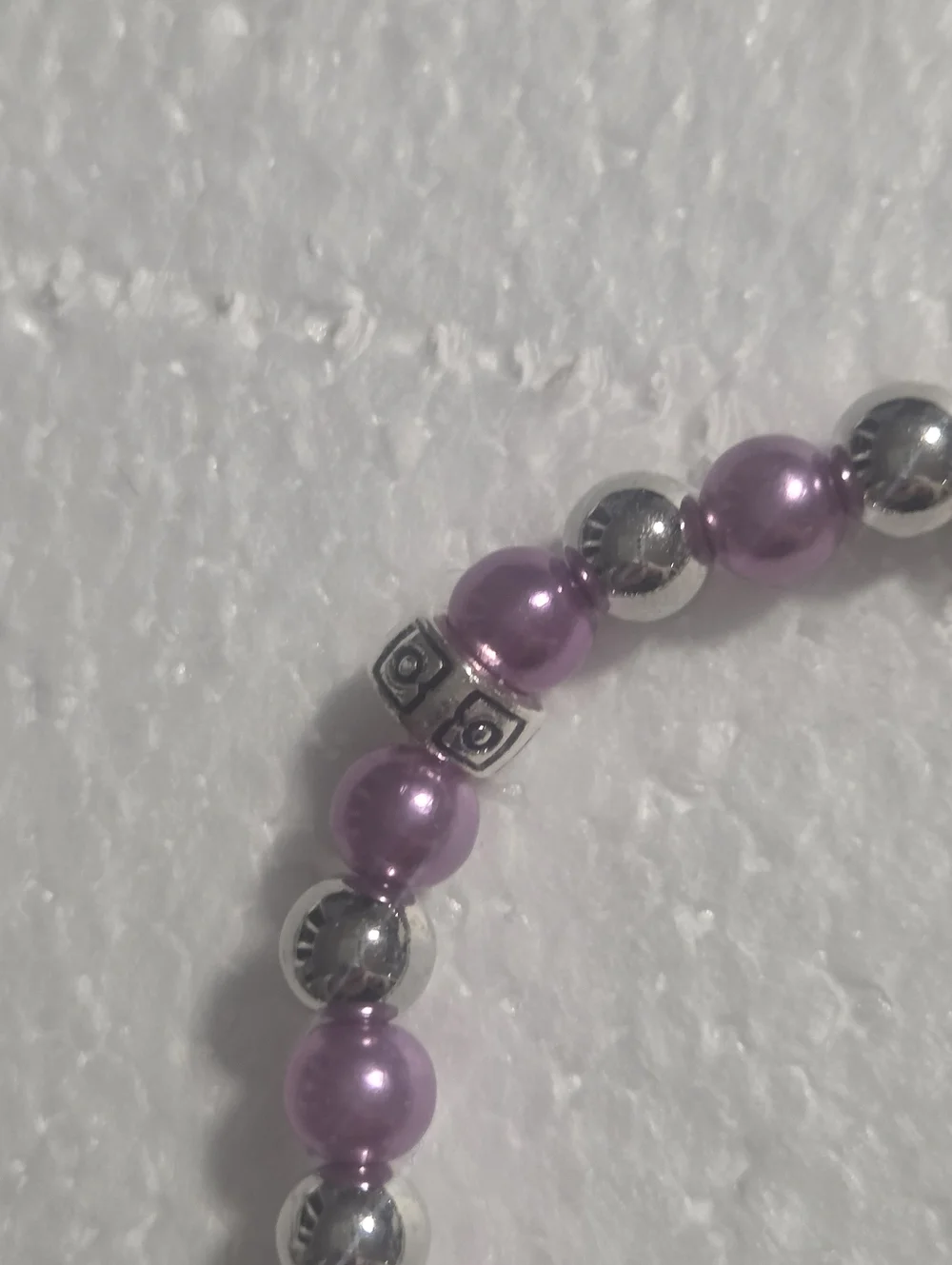 Handcrafted Kids 'BRAVE' Beaded Stretch Bracelet - Purple & Silver - Picture 7 of 8